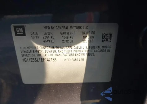 2014 Chevrolet Malibu 2Lt from USA, damaged, VIN 1G11E5SL1EF142185